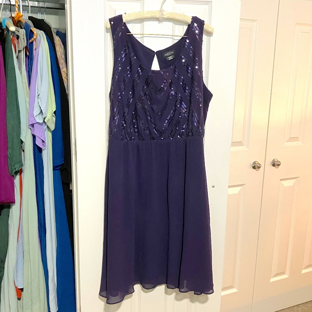 MichelStudio Collection Sequin Purple Dress Size 18